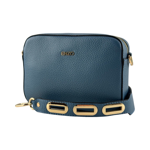 Сумка кросс-боди женская кожаная Enzo Nori EN1008-121 голубая