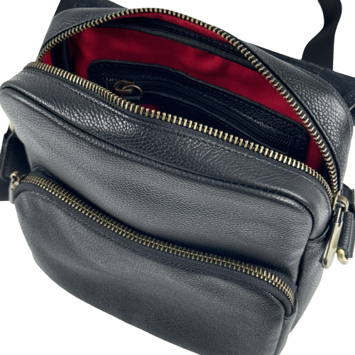 Сумка чоловіча шкіряна - месенджер Vittorio Safino VS 068 чорна