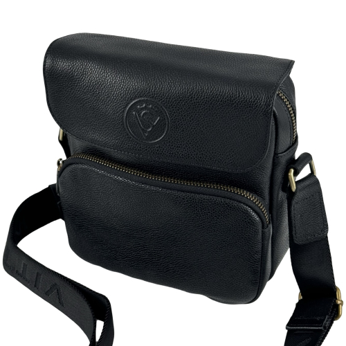 Сумка чоловіча шкіряна - месенджер Vittorio Safino VS 068 чорна