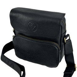 Сумка чоловіча шкіряна - месенджер Vittorio Safino VS 068 чорна