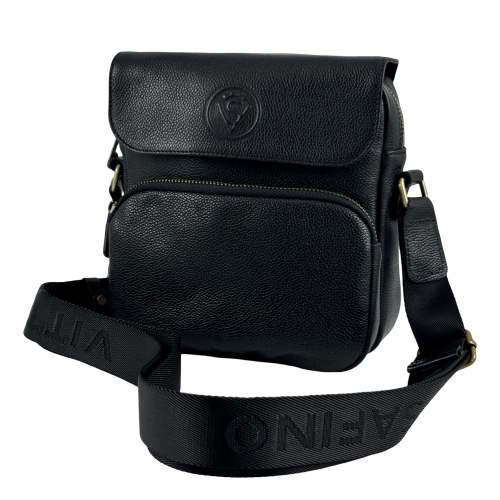 Сумка чоловіча шкіряна - месенджер Vittorio Safino VS 068 чорна