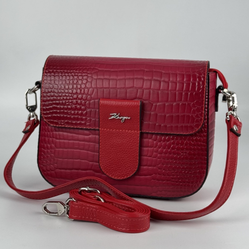 Сумка кросс-боди женская кожаная Karya 5068 фуксия кроко