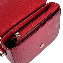 Сумка крос-боді жіноча шкіряна Karya 5068 фуксія кроко