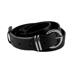 Ремінь жіночий шкіряний Кремінь 05.30.75.06 чорний 120 см (срібна пряжка)