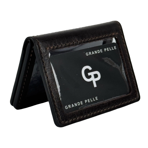 Обложка для документов кожаная Grande Pelle 221620 темно-коричневая (айди карта, права)