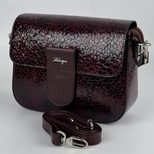 Сумка кросс-боди женская кожаная лакированная Karya 5068 винная 