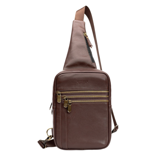 Сумка мужская кожаная через плечо Vittorio Safino VS 096 коричневая
