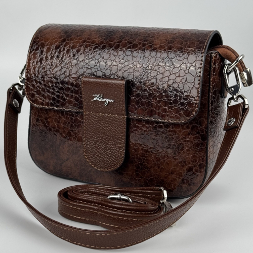 Сумка крос-боді жіноча шкіряна лакована Karya 5068-559 коричнева 