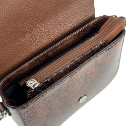 Сумка крос-боді жіноча шкіряна лакована Karya 5068-559 коричнева 