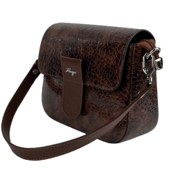 Сумка крос-боді жіноча шкіряна лакована Karya 5068-559 коричнева 