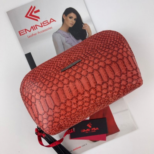 Косметичка жіноча шкіряна Eminsa 2071 терракот рептилія