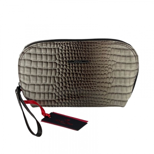 Косметичка женская кожаная Eminsa 2071 серая рептилия