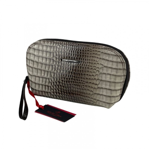 Косметичка женская кожаная Eminsa 2071 серая рептилия