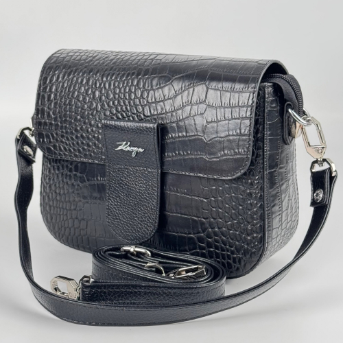 Сумка кросс-боди женская кожаная Karya 5068 черная кроко