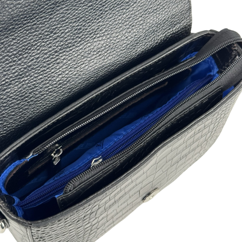 Сумка кросс-боди женская кожаная Karya 5068 черная кроко