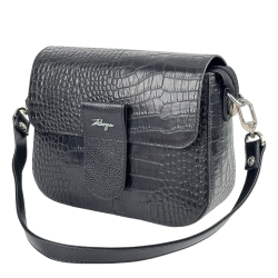 Сумка крос-боді жіноча шкіряна Karya 5068 чорна кроко