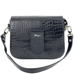 Сумка крос-боді жіноча шкіряна Karya 5068 чорна кроко