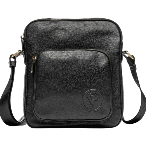 Сумка мужская кожаная через плечо Vittorio Safino VS 022 черная Корсика