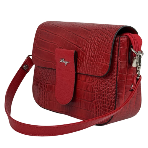 Сумка кросс-боди женская кожаная Karya 5068 красная кроко