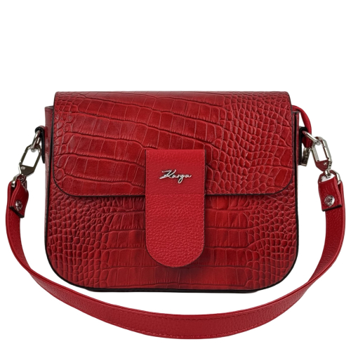 Сумка кросс-боди женская кожаная Karya 5068 красная кроко