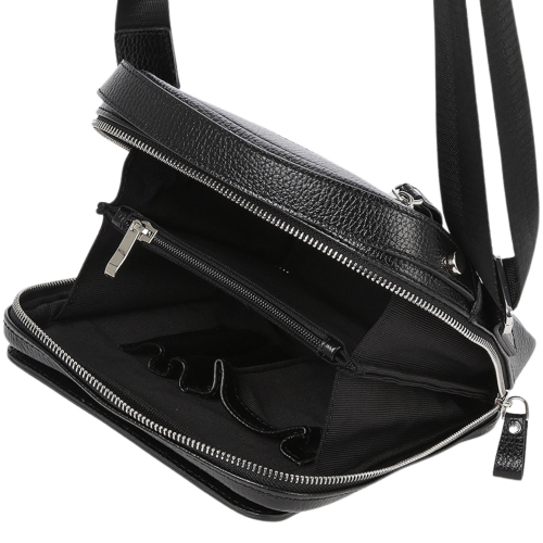 Сумка чоловіча через плече шкіряна Bond Non 1447-281 чорна