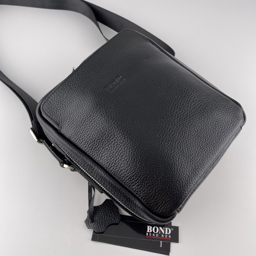 Сумка чоловіча через плече шкіряна Bond Non 1447-281 чорна