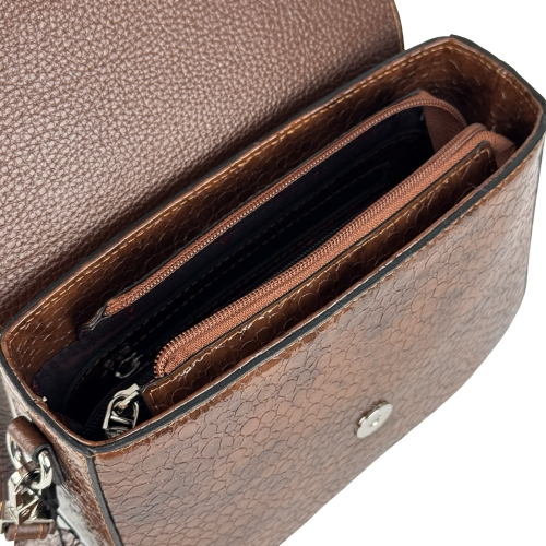 Сумка крос-боді жіноча шкіряна лакована Karya 5068-557 коричнева