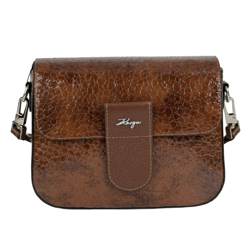 Сумка крос-боді жіноча шкіряна лакована Karya 5068-557 коричнева