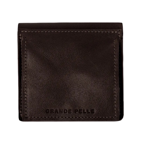 Кошелек мужской кожаный Grande Pelle 537620 темно-коричневый (кожа глянцевая)