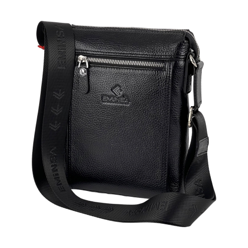 ​Сумка чоловіча шкіряна Eminsa 6146 37-1 чорна