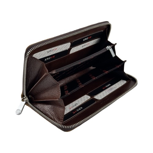 Кошелек женский кожаный лакированый Karya 1072 горчичный под питона