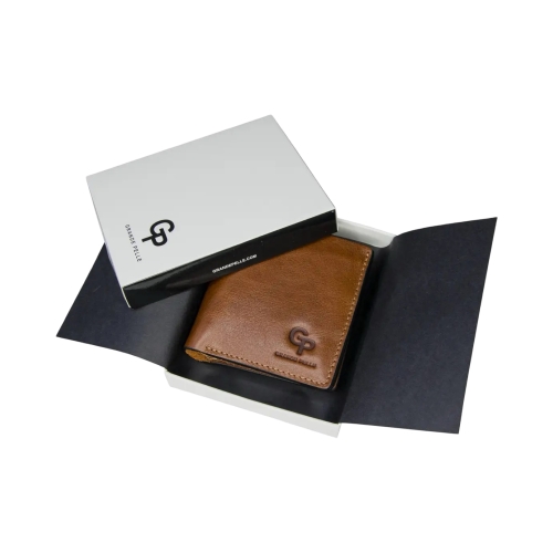 Кошелек мужской кожаный Grande Pelle 537623 коричневый (кожа глянцевая)