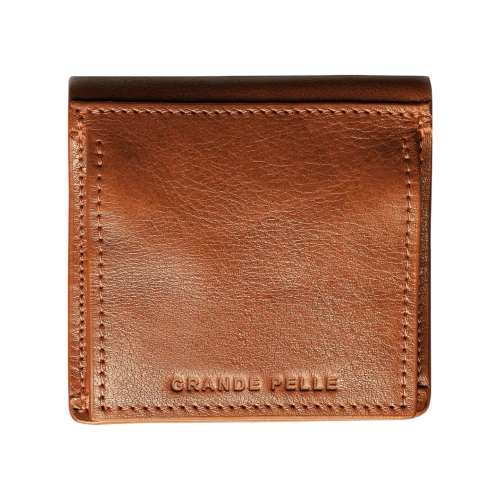 Кошелек мужской кожаный Grande Pelle 537623 коричневый (кожа глянцевая)