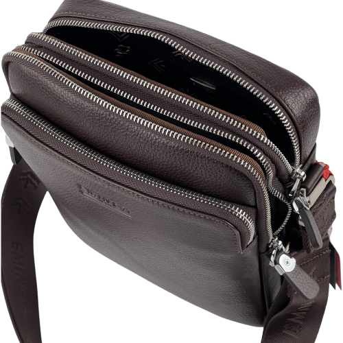 Сумка чоловіча шкіряна Eminsa 6147 37-3 темно-коричнева