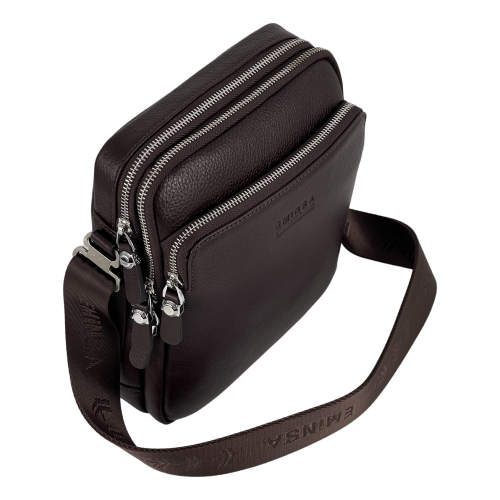 Сумка чоловіча шкіряна Eminsa 6147 37-3 темно-коричнева