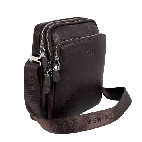 Сумка чоловіча шкіряна Eminsa 6147 37-3 темно-коричнева