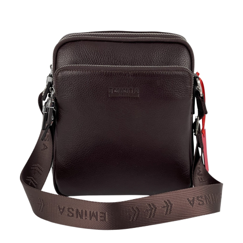 Сумка чоловіча шкіряна Eminsa 6147 37-3 темно-коричнева