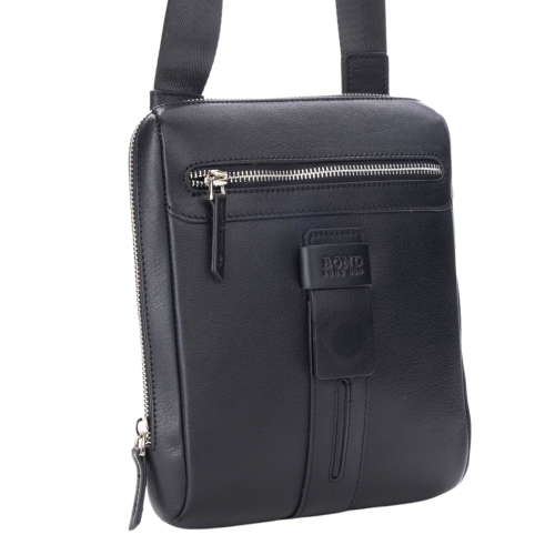 Сумка чоловіча через плече шкіряна Bond Non 1347-1 чорна