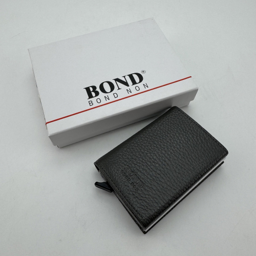 Визитница-картхолдер кожаная Bond Non 580-1032 серая