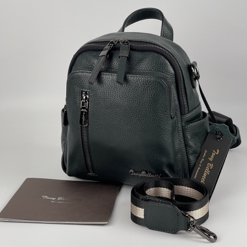 Рюкзак жіночий шкіряний Tony Bellucci 0420-1005 темно-зелений