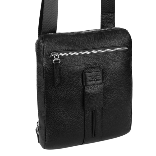 Сумка чоловіча через плече шкіряна Bond Non 1347-281 чорна