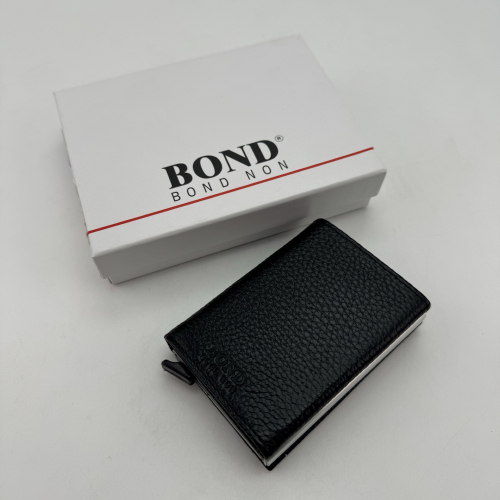 Визитница-картхолдер кожаная Bond Non 580-281 черная