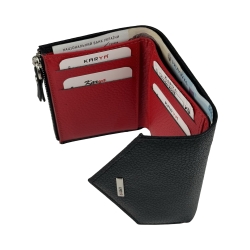 Кошелек женский кожаный Karya 2025-45-46 черный (внутри красный)