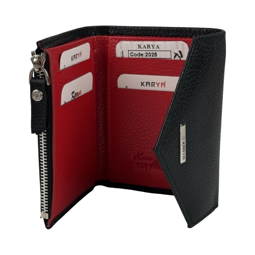 Кошелек женский кожаный Karya 2025-45-46 черный (внутри красный)