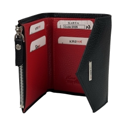 Кошелек женский кожаный Karya 2025-45-46 черный (внутри красный)