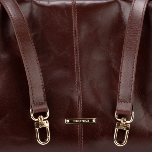 Сумка-саквояж женская кожаная Enzo Nori EN1095-KR04 темно-коричневая