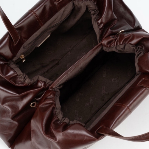 Сумка-саквояж женская кожаная Enzo Nori EN1095-KR04 темно-коричневая