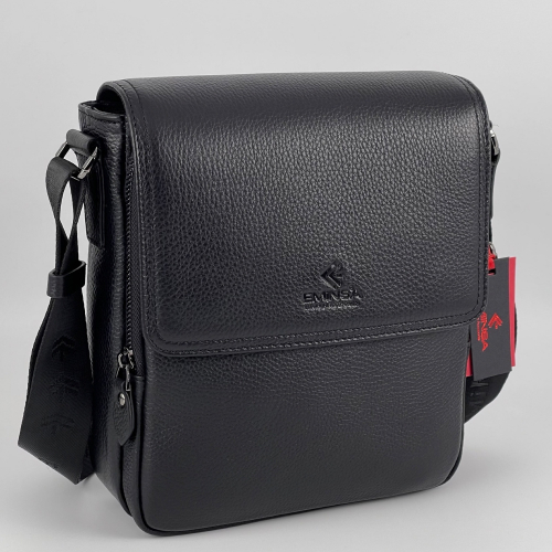 Сумка чоловіча шкіряна Eminsa 6197 18-1 чорна