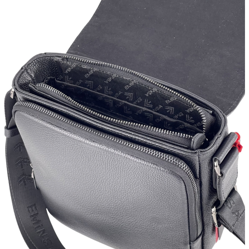 Сумка чоловіча шкіряна Eminsa 6197 18-1 чорна