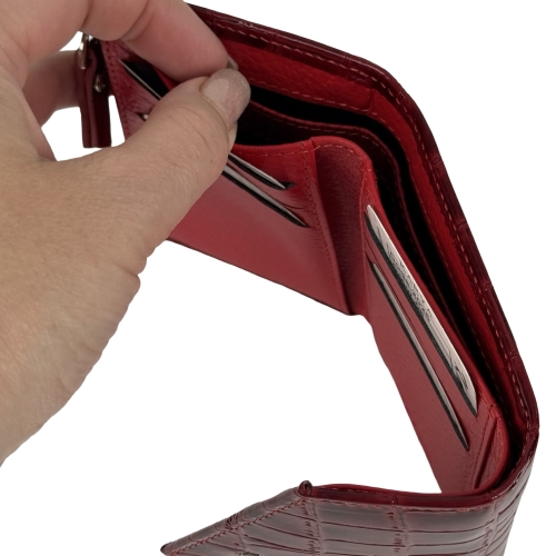 Кошелек женский кожаный лакированный Karya 2025-08 красный